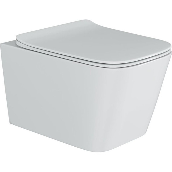 Унитаз подвесной безободковый Sole Cube pro с тонкой крышкой микролифт фото 