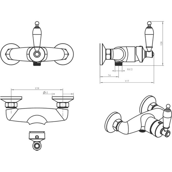 Смеситель для душа Boheme Vogue 214-MR-R, gold-red фото 5