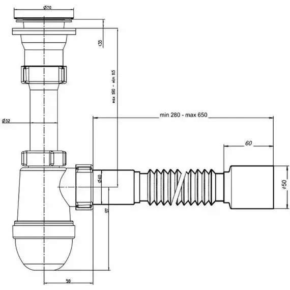 Сифон для раковины Ани Пласт Варяг C5510 фото 2