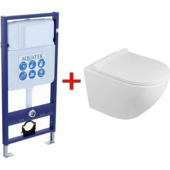 Инсталляция Aquatek Standart 50 INS-0000012 с подвесным безободковым унитазом Azario Grado AZ-0046-N фото 