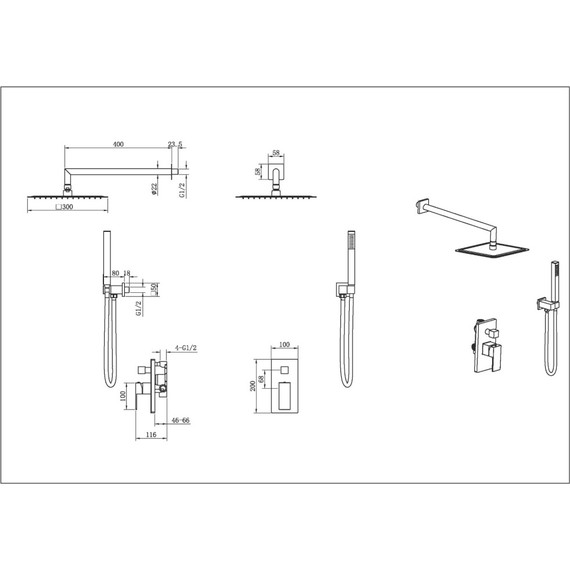 Душевая система для душа Boheme Qubic 474-3-B, чёрный фото 3