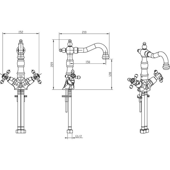 Смеситель для раковины Boheme Medici 312-WSW, бронза - 5 Смеситель для раковины Boheme Medici 312-WSW, бронза фото 5
