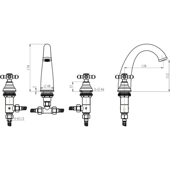 Смеситель для раковины Boheme 297-Ceramic, золото - 2 Смеситель для раковины Boheme 297-Ceramic, золото фото 2