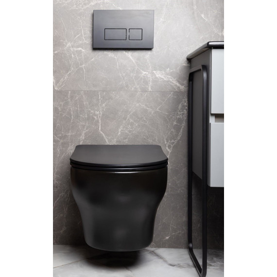 Унитаз подвесной Boheme Fiore 978-SET-B с крышкой микролифт, чёрный матовый, Цвет производителя: чёрный матовый фото 3