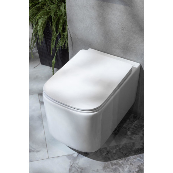 Унитаз подвесной безободковый Boheme Mane 970-SET-W с крышкой микролифт, Цвет производителя: белый фото 6