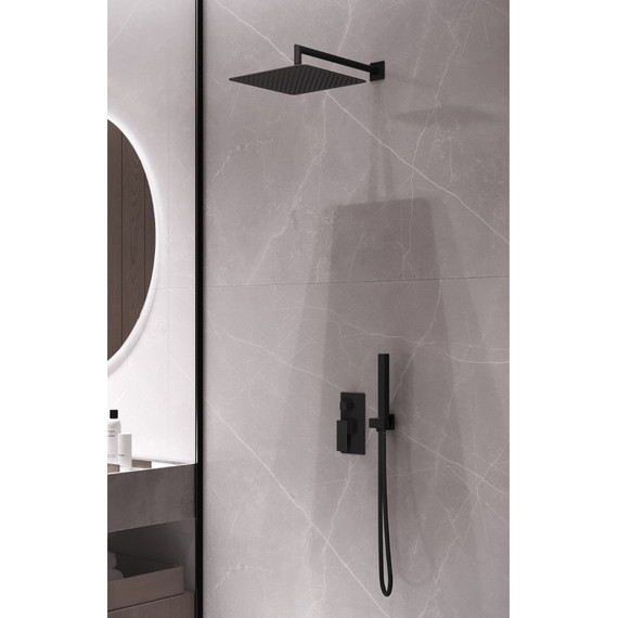 Верхний душ Boheme Qubic 300x300 мм 421-B, чёрный матовый фото 3