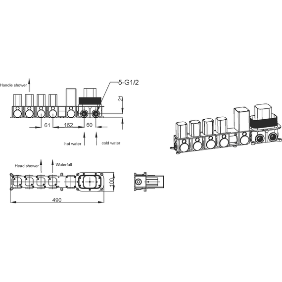 Душевая система для ванны с термостатом Boheme Zodiac 133-2-G, золото - 2 Душевая система для ванны с термостатом Boheme Zodiac 133-2-G, золото фото 2