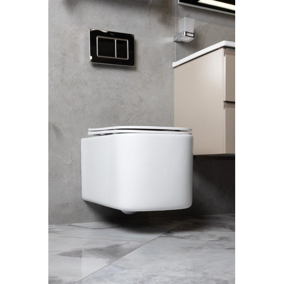 Унитаз подвесной безободковый Boheme Mane 970-SET-W с крышкой микролифт, Цвет производителя: белый фото 3