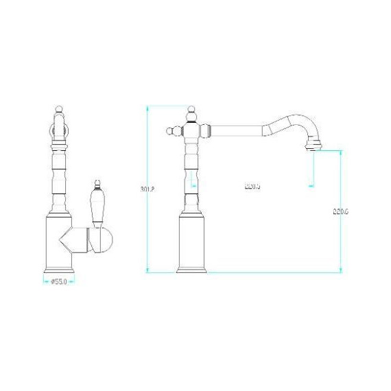 Смеситель для кухни Boheme Tradizionale Oro 102-SW, золото фото 3