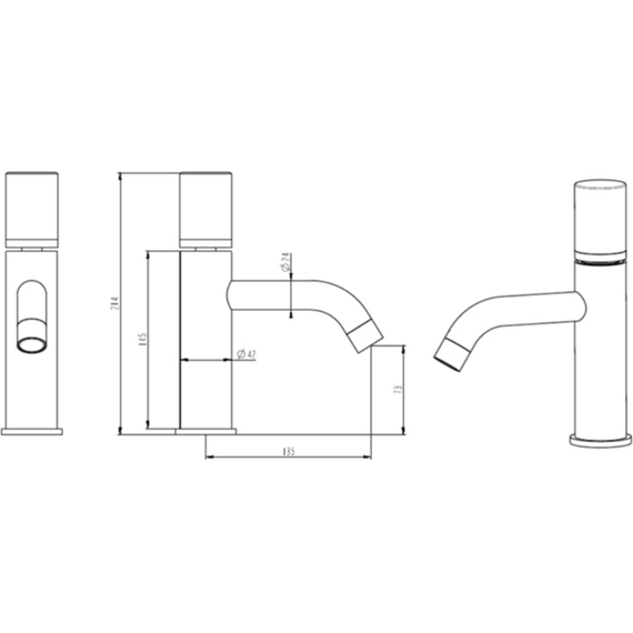Смеситель для раковины Boheme Stick 121-G-MR-BLACK, чёрный/золото - 2 Смеситель для раковины Boheme Stick 121-G-MR-BLACK, чёрный/золото фото 2