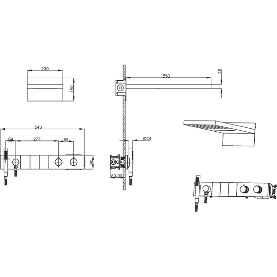 Душевая система для душа с термостатом Boheme Zodiac 133-SGM, shine gun metal фото 3