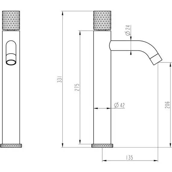 Смеситель для раковины высокий Boheme Stick 122-CR-MR-B, mramor-black - 2 Смеситель для раковины высокий Boheme Stick 122-CR-MR-B, mramor-black фото 2
