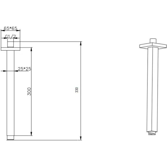 Кронштейн потолочный для верхнего душа Boheme Qubic 629-QUBIC-B, чёрный матовый фото 2