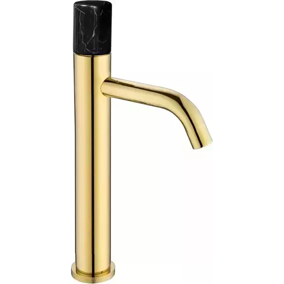 Смеситель для раковины высокий Boheme Stick 122-G-MR-BLACK, чёрный/золото фото 