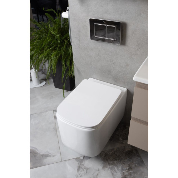 Унитаз подвесной безободковый Boheme Mane 970-SET-W с крышкой микролифт, Цвет производителя: белый фото 4