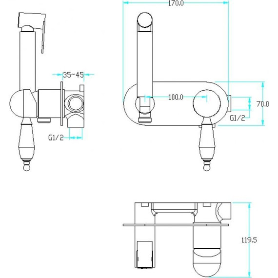 Набор для гигиенического душа Boheme Imperiale 425-SW, золото - 2 Набор для гигиенического душа Boheme Imperiale 425-SW, золото фото 2