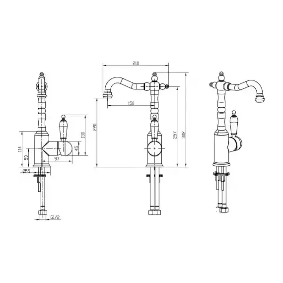 Смеситель для раковины высокий Boheme Medici Ripresa 302-BSW, чёрный - 2 Смеситель для раковины высокий Boheme Medici Ripresa 302-BSW, чёрный фото 2