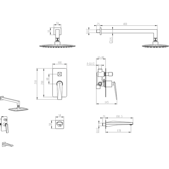 Душевая система для ванны Boheme Venturo 384-W-2, золото - 2 Душевая система для ванны Boheme Venturo 384-W-2, золото фото 2
