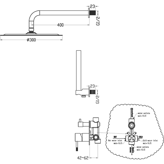 Душевая система для ванны Boheme UNO 464-2-MG, золото - 2 Душевая система для ванны Boheme UNO 464-2-MG, золото фото 2