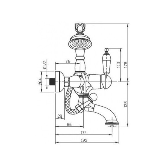Смеситель для ванны Boheme Medici Ripresa 303-SW, бронза фото 2
