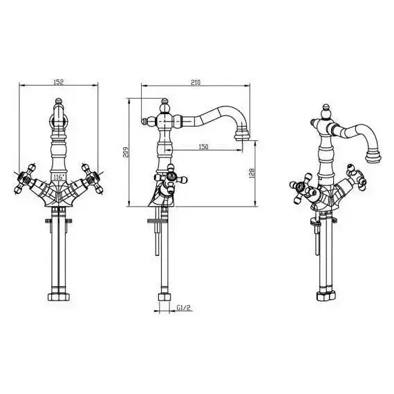 Смеситель для раковины высокий Boheme Medici Presente 312-SW, бронза - 2 Смеситель для раковины высокий Boheme Medici Presente 312-SW, бронза фото 2