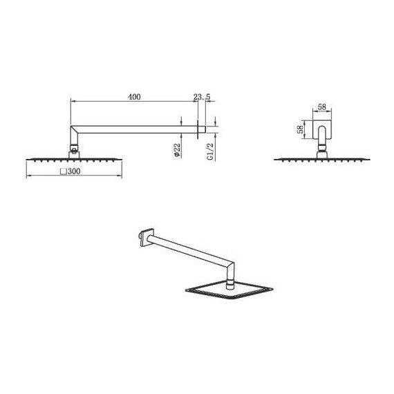 Верхний душ Boheme Qubic 300x300 мм 421-CR, chrome фото 3