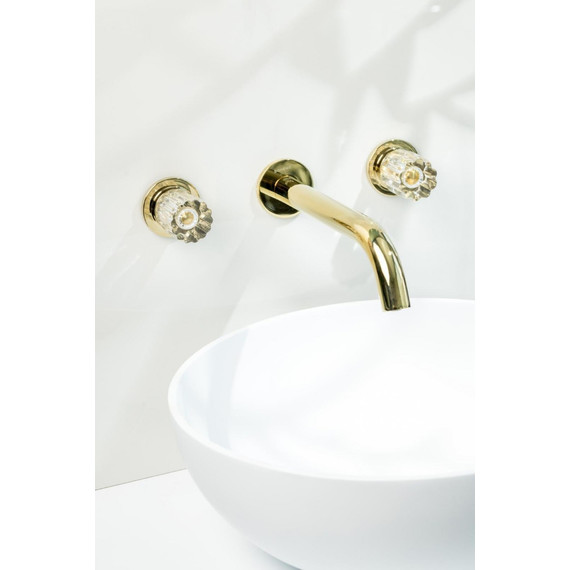 Смеситель для раковины настенный Boheme Elegante 152-2-G-EL, золото фото 2