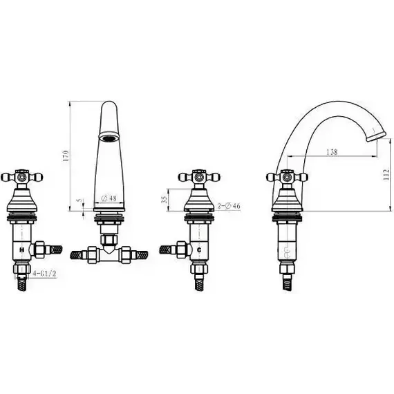 Смеситель для раковины Boheme Crystal 277-CRST/2, chrome - 2 Смеситель для раковины Boheme Crystal 277-CRST/2, chrome фото 2