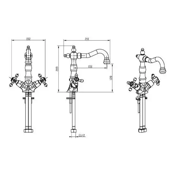 Смеситель для раковины высокий Boheme Tradizionale Chromo 272-Ceramic, chrome фото 2