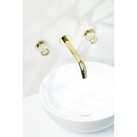 Смеситель для раковины настенный Boheme Elegante 152-2-G-EL, золото фото 3