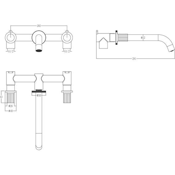 Смеситель для раковины настенный Boheme Elegante 152-2-G-EL, золото фото 6