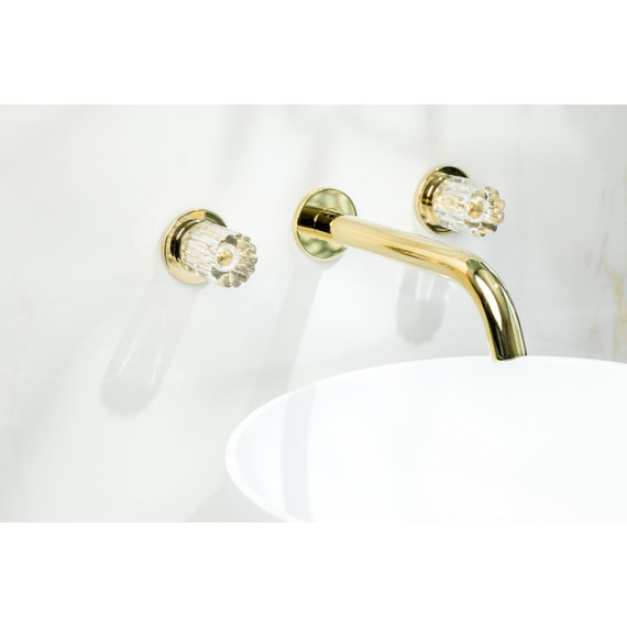 Смеситель для раковины настенный Boheme Elegante 152-2-G-EL, золото фото 4