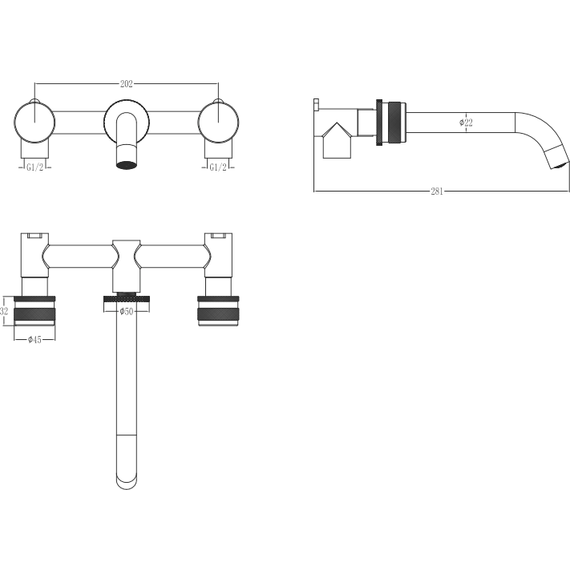 Смеситель для раковины настенный Boheme Prestige 152-2-G-PR, золото фото 6