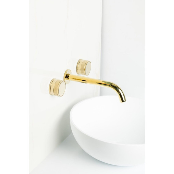 Смеситель для раковины настенный Boheme Prestige 152-2-G-PR, золото фото 3
