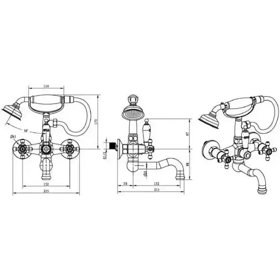 Смеситель для ванны Boheme Royal 273-Royal, chrome фото 2