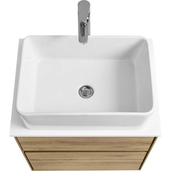 Тумба подвесная со столешницей Акватон Либерти 60 см 1A279401LYC70, дуб эльвезия/белый глянец фото 5