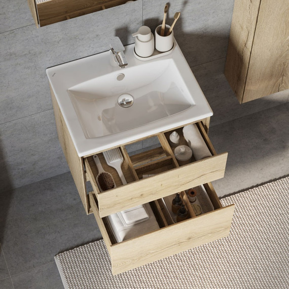 Тумба подвесная с раковиной Акватон Либерти 60 см 1A279401LYC70, дуб эльвезия - 2 Тумба подвесная с раковиной Акватон Либерти 60 см 1A279401LYC70, дуб эльвезия фото 2