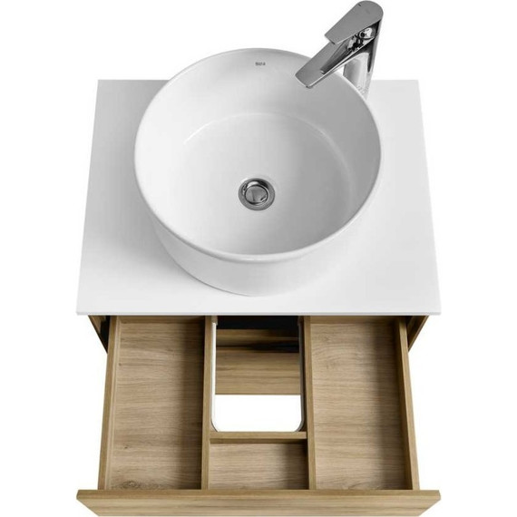 Тумба подвесная со столешницей Акватон Либерти 60 см 1A279401LYC70, дуб эльвезия/белый глянец фото 4