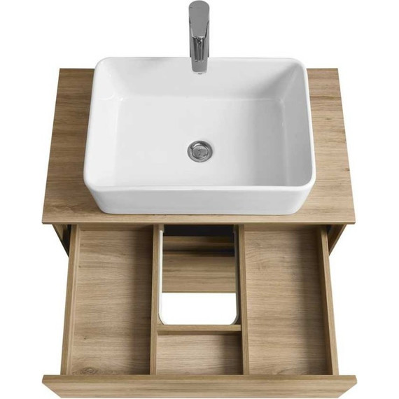 Тумба подвесная со столешницей Акватон Либерти 75 см 1A279501LYC70, дуб эльвезия фото 4