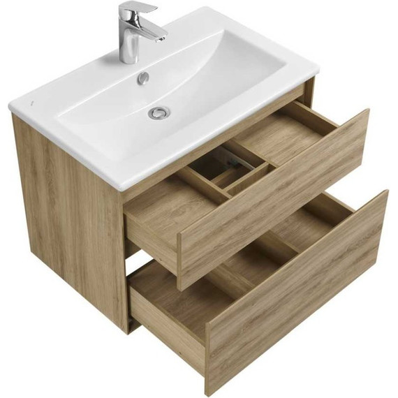 Тумба подвесная с раковиной Акватон Либерти 75 см 1A279501LYC70, дуб эльвезия фото 3