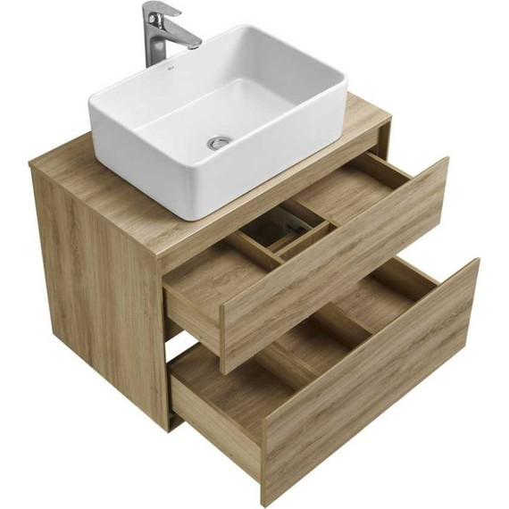 Тумба подвесная со столешницей Акватон Либерти 75 см 1A279501LYC70, дуб эльвезия фото 3