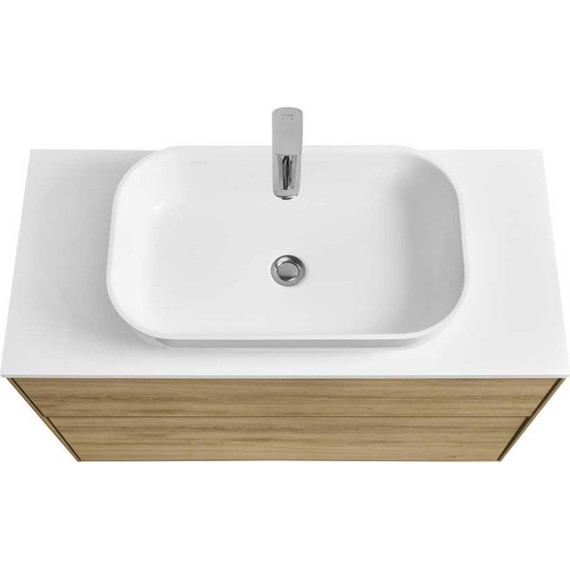 Тумба подвесная со столешницей Акватон Либерти 100 см 1A279601LYC70, дуб эльвезия/белый глянец фото 3