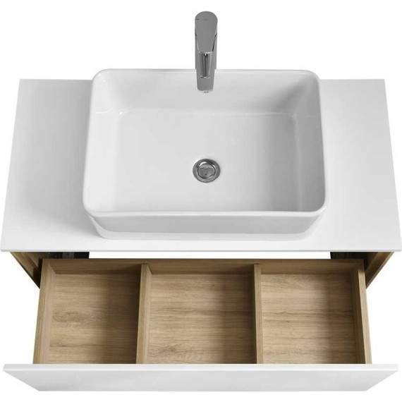 Тумба подвесная со столешницей Акватон Либерти 90 см 1A279901LYC70, дуб эльвезия/белый глянец - 3 Тумба подвесная со столешницей Акватон Либерти 90 см 1A279901LYC70, дуб эльвезия/белый глянец фото 3