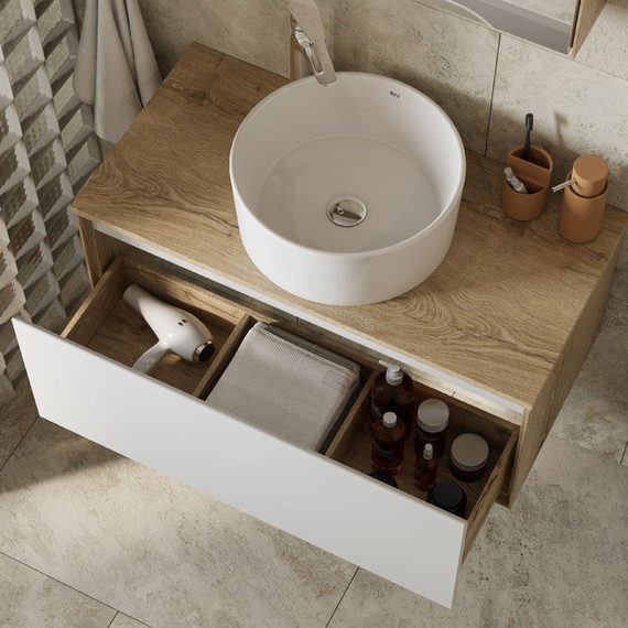 Тумба подвесная со столешницей Акватон Либерти 90 см 1A279901LYC70, дуб эльвезия/белый глянец - 2 Тумба подвесная со столешницей Акватон Либерти 90 см 1A279901LYC70, дуб эльвезия/белый глянец фото 2