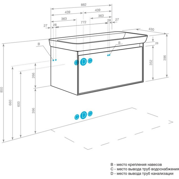 Тумба подвесная с раковиной Акватон Либерти 90 см 1A279801LYC70, дуб эльвезия/белый глянец - 5 Тумба подвесная с раковиной Акватон Либерти 90 см 1A279801LYC70, дуб эльвезия/белый глянец фото 5