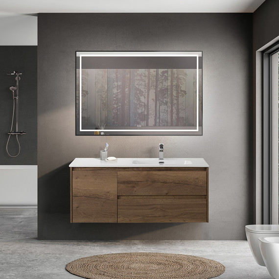 Тумба подвесная с раковиной BelBagno KRAFT-1200-2C-1A-SO-RT-R 120 см, Rovere Tabacco фото 8