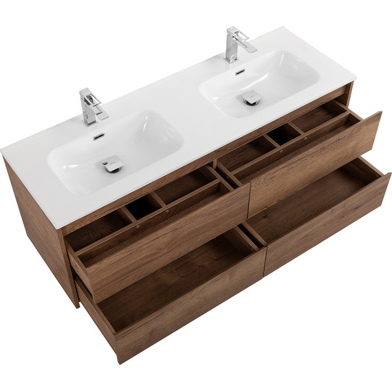 Тумба подвесная с раковиной BelBagno KRAFT-1400-4C-SO-2-RT 140 см, Rovere Tabacco фото 5