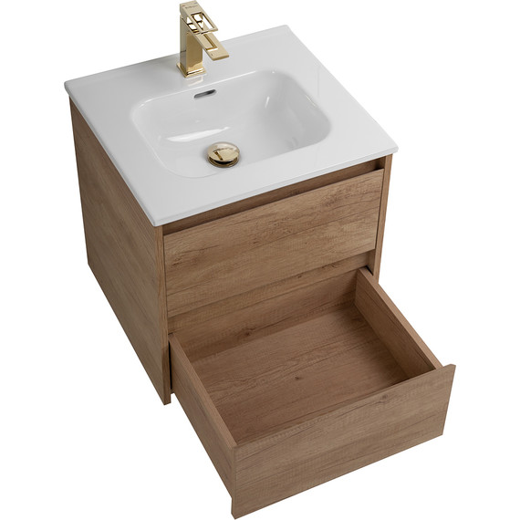 Тумба подвесная с раковиной BelBagno KRAFT-500-2C-SO-RNN 50 см, Rovere Nebrasca Nature, Цвет фасада: Rovere Nebrasca Nature фото 3