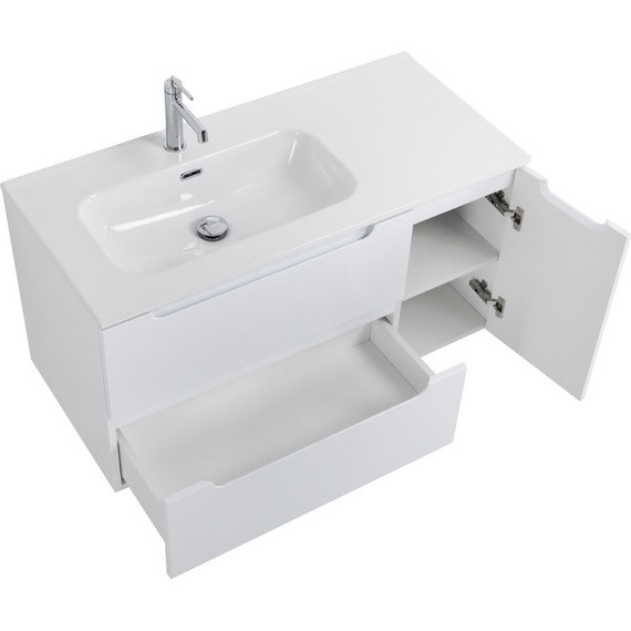 Тумба подвесная с раковиной BelBagno ETNA-1000-2C-1A-SO-BL-L 100 см (раковина BB1000ETL-L) Bianco Lucido, Цвет фасада: Bianco Lucido фото 3