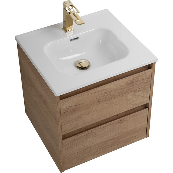 Тумба подвесная с раковиной BelBagno KRAFT-500-2C-SO-RNN 50 см, Rovere Nebrasca Nature, Цвет фасада: Rovere Nebrasca Nature фото 5